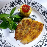 タラのカレー風味パン粉焼き♡庭栽培バジルを添えました。|まくのごはん日記さん