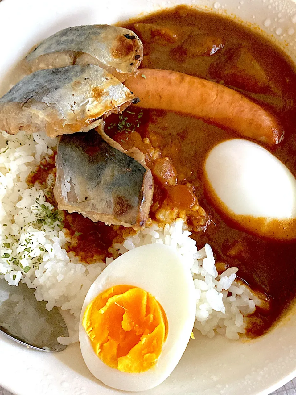 残り物カレー、レタスとミックスゴマだれサラダ|Ayaさん