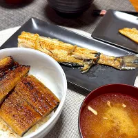 うなぎの蒲焼、ホッケの開き、豚汁|kaaaaaさん