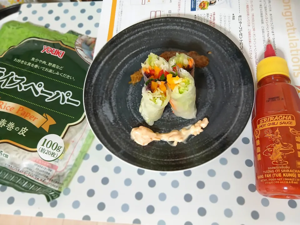 簡単レインボーサマーロール.2種のソース|ぽんすけさん