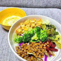 菜食　ロースト豆腐入り　シラチャー✖︎ケチャップドレッシング|にゃふてん⛩️さん