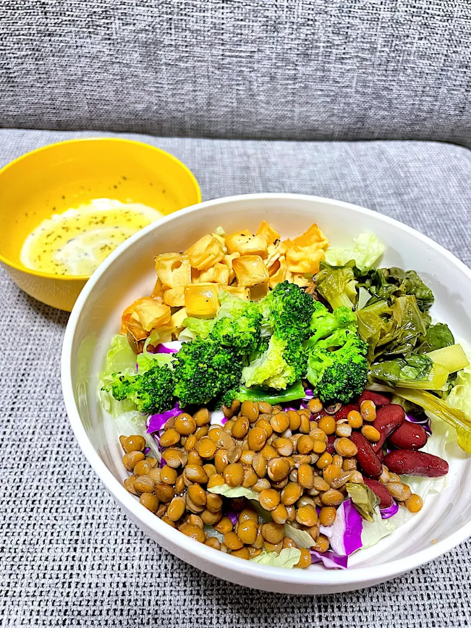 菜食　ロースト豆腐入り　シラチャー✖︎ケチャップドレッシング|にゃふてん⛩️さん