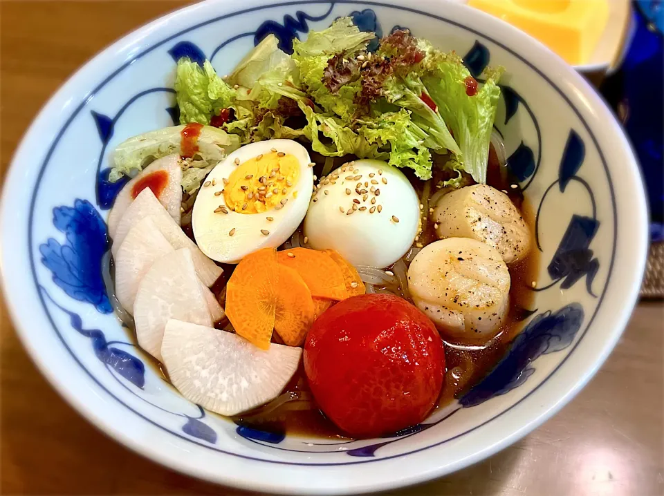 盛岡冷麺  ホタテ・トマト・茹卵トッピング|リフルシャッフルさん