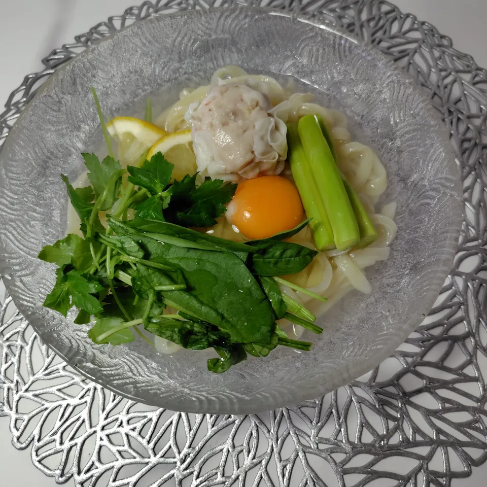 鶏だしの冷たいうどん|ハイドランジアさん