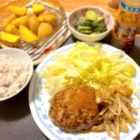 2025/07/20 宮のハンバーグ、きのこ&もやし宮のタレ炒め、長崎黄金蒸しじゃが|kykyさん