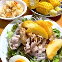 桃のせ冷しゃぶサラダ|れもんさん