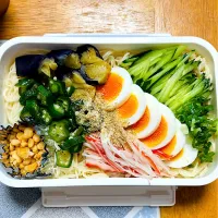 いつものそうめん弁当。今日は揚げなす。|ちはるさん