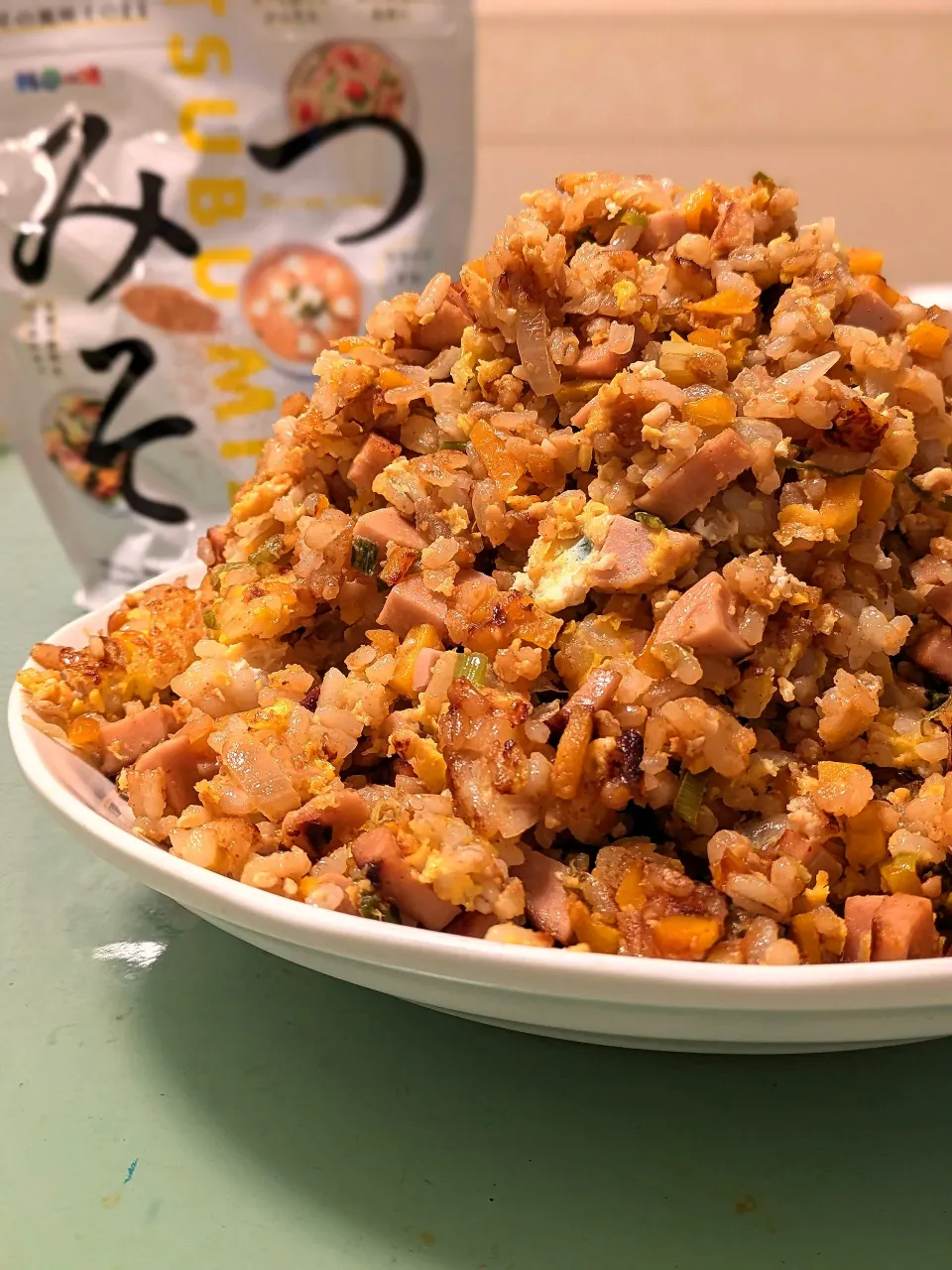 備蓄米でつぶみそチャーハン|かずにゃさん