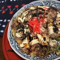 大豆のお肉ミンチタイプ入りお好み焼きIN焼きそば|kittykittyさん