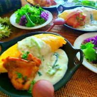 チキンオムライスクリームソースがけ🍽️| さらママさん