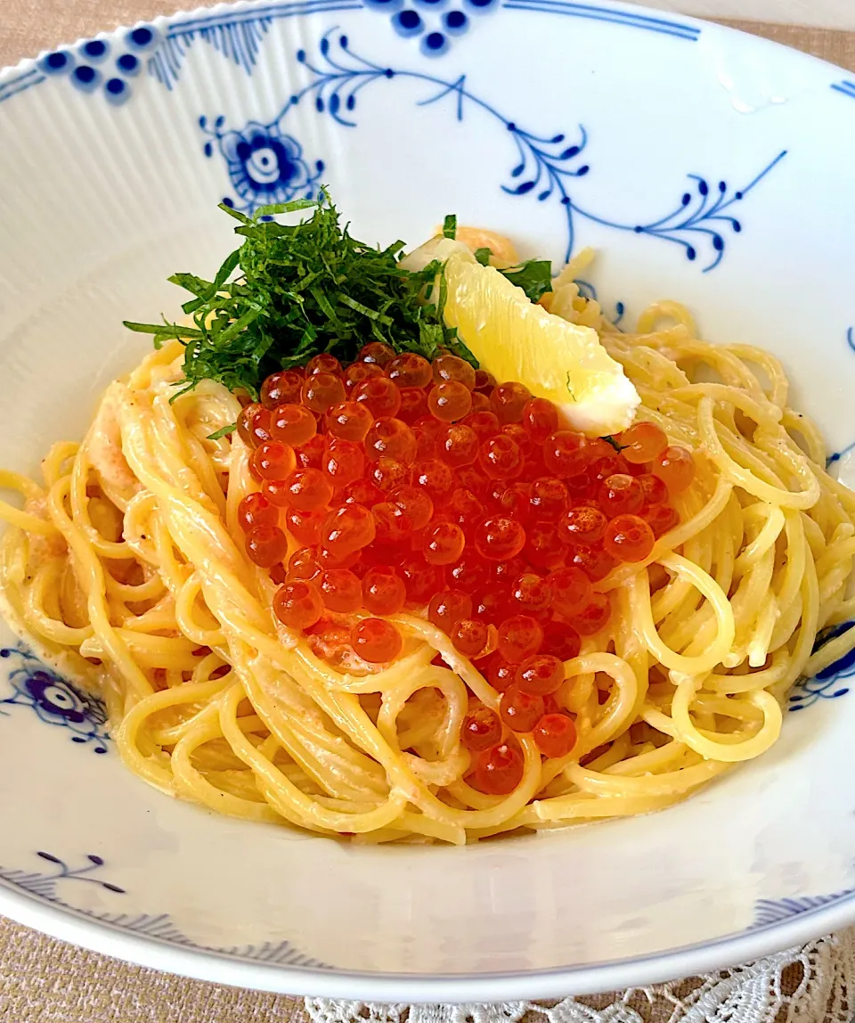 いくらと明太子のクリームパスタ🍝|Michiyo Shimizuさん