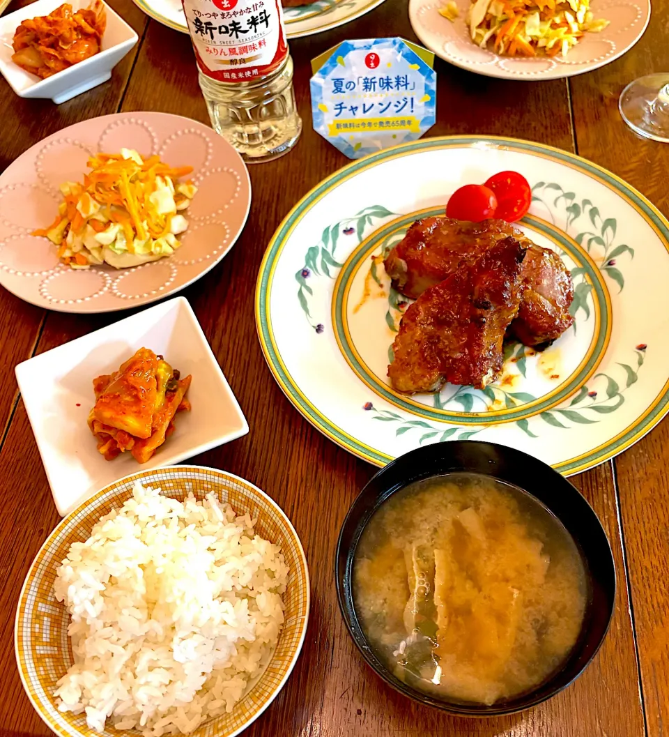 晩ごはん♯スペアリブオーブン焼き♯日の出みりん♯自家製キムチ|小松菜さん