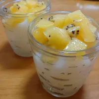 カルピスソーダ✻ゴールドキウイ乗せ|ごはんきろくさん