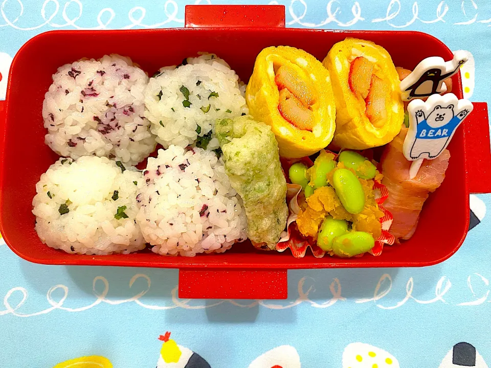 ベーコン巻きお弁当　1学期最後のお弁当🍙2学期また頑張ります😄　#お弁当|みなみさん
