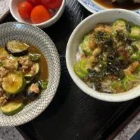 ズッキーニ、ナス、ししとう、大豆のお肉ミンチのつぶみそ炒め|kittykittyさん