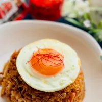 🌺🌺Foodie🌺🌺さんの料理 🇰🇷世界の食卓探検隊🇰🇷 ラー油入りキムチ炒飯💕