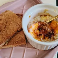 Quick breakfast butter toast with eggs 😋🤤😍☕| 🍒lynnlicious🍒さん
