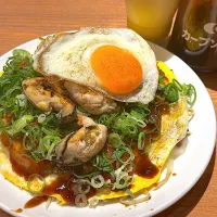 福ちゃんお好み焼きに牡蠣トッピング|マハロ菊池さん