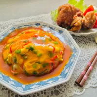 「天津飯と塩唐揚げ」|バシュランさん