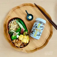 つぶみそヤングコーンの炊き込みご飯とつぶみそでポークソテー弁当