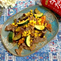 牛肉と夏野菜の炒め物🌻