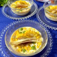 七海さんの料理 素麺入り夏野菜の冷たい茶碗蒸し（蒸し茄子・枝豆・茗荷）でお誕生日おめでとうございます🎂🎉|いっちゃんさん