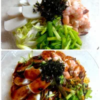 チュクミ風ソースと白出汁冷麺|こっぷさん