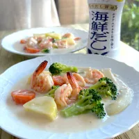 🦐 海老で海鮮クラムチャウダー 風~ヤマサHappy recipe|とんちんさん
