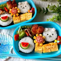 ＊夏休み🌻ちびたんとべびたんのお弁当＊|＊抹茶＊さん