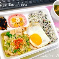 🐓鶏むね肉のネギ塩レモンだれ弁当🍋|TakeBooさん