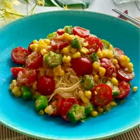 そうめんに合う〜夏野菜たっぷり明太子そうめん|yukoさん