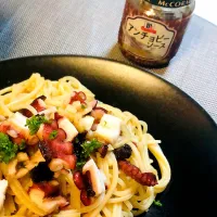 タコのオイルパスタ🐙