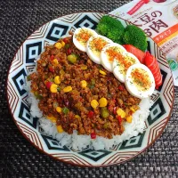 備蓄品でいざ飯！大豆のお肉入りドライカレー♪ムスコの置きランチ| からあげビールさん
