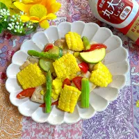 鶏肉ととうもろこしの炒め物🌽