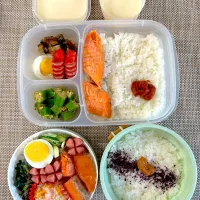 焼き鮭弁当。旦那さん、娘弁当。|ゆーこ。さん