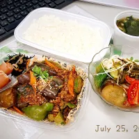 麻婆🍆＆夏野菜のつめそーめん🎐