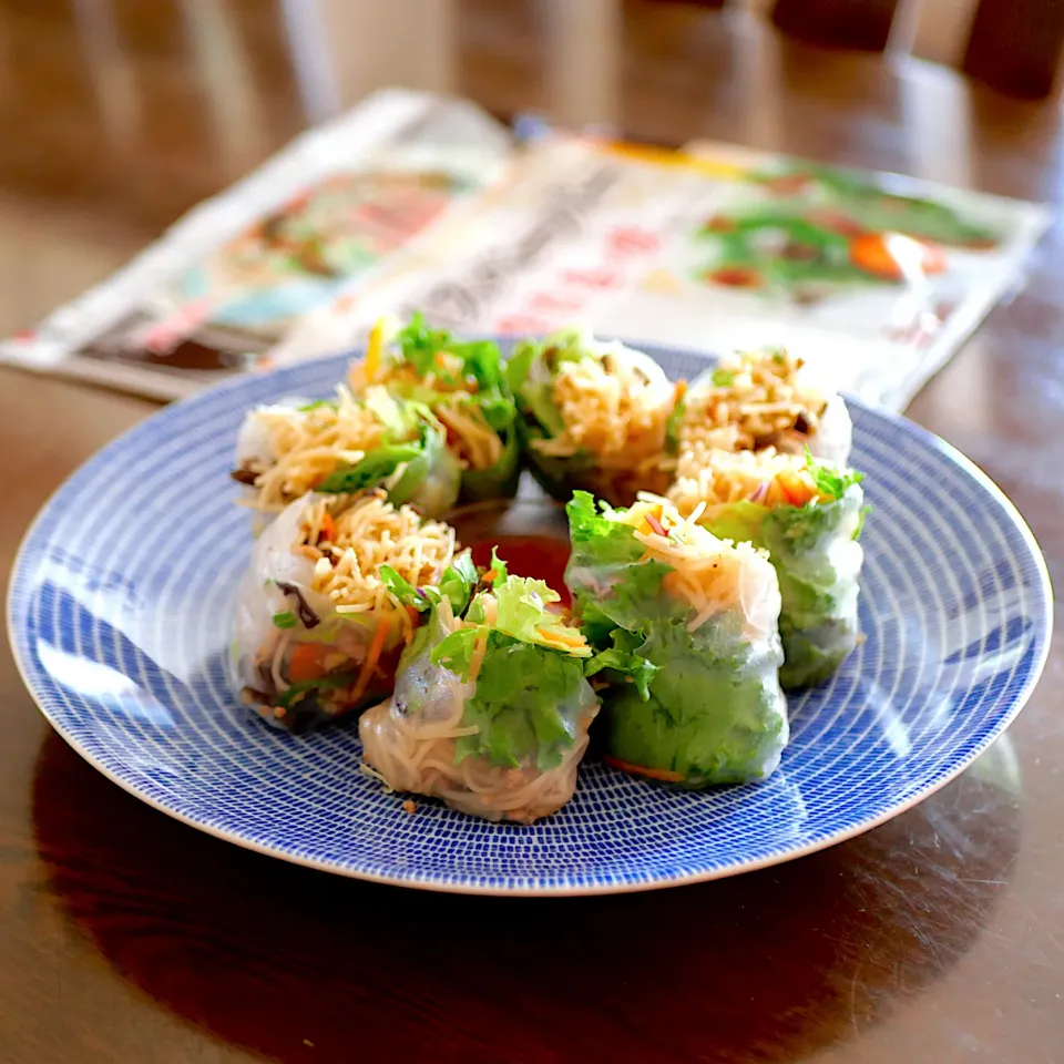「ライスペーパー初挑戦🎊家にあるもので生春巻き」|ぼるぴぃ〜さん