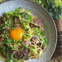 鰹のたたきと豆苗のバルサミコ冷麺パスタ|MAPITEEさん