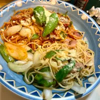 昭和の喫茶店を再現　塩バターとナポリタンの２色スパゲッティ🍝|Takeshi  Nagakiさん