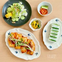 暑い日はピリ辛 お肉挟んでヤンニョム厚揚げ|FIKA789さん