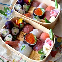 とんちんさんの料理 ふたりのお弁当 ~キューブ手毬寿司|とんちんさん