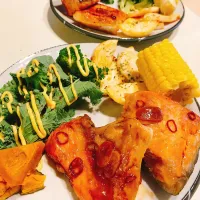 鮭のガーリック醤油焼きプレート|ももこさん