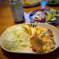 鯵フライのタルタルソースと、タコの刺身|もえさん