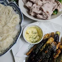 ☆夕飯☆そうめん、豚しゃぶ、ナス唐揚げ|ｼｮｺﾗさん