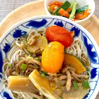 ぶっかけひやむぎ＆野菜の塩糀和え|ふみぃさん