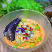 昆布つゆ白だしで　和風ガスパチョ素麺|パパ氏さん