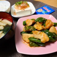 鶏肉とおばけししとうのコチュジャン炒め|万葉さん