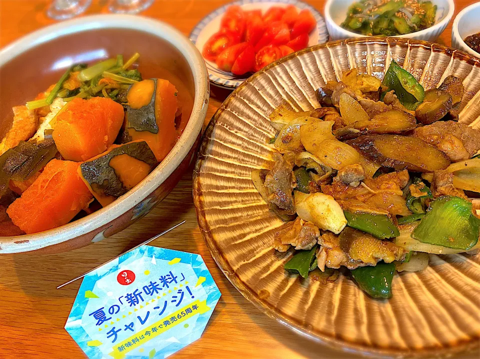 豚ハラミと夏野菜のエスニック煮　南瓜と厚揚げの煮物|じゅんさんさん
