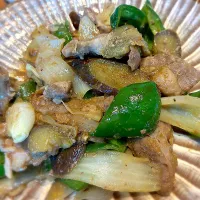 豚ハラミと野菜（茄子・ピーマン・玉ねぎ）のエスニック炒め煮| じゅんさんさん