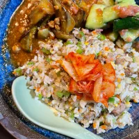 合挽肉炒飯　麻婆茄子　梅胡瓜|DKさん